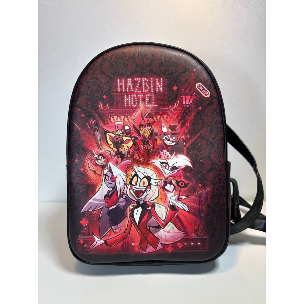 Hot Topic Hazbin Hotel Mini Backpack Red Black Charlie Alastor Angel Dust - Picture 7 of 7